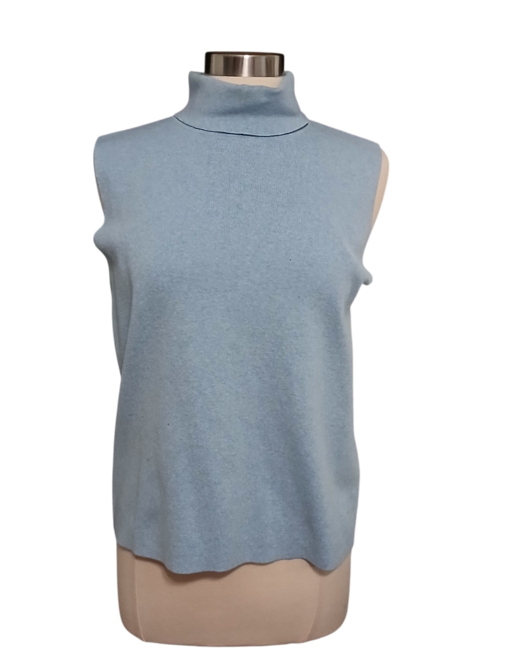 Talbots Petites | Light Blue Heathered Sleeveless Turtleneck Sweater Knit XLP
